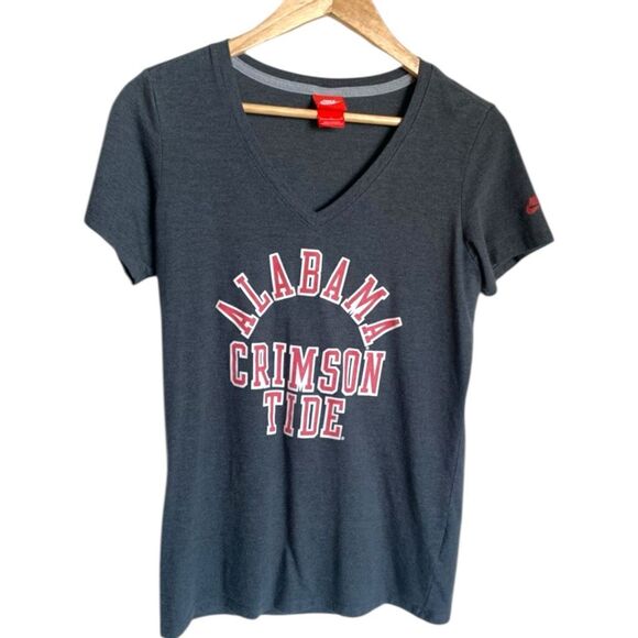 Nike Alabama Crimson Tide Women’s Lg V-Neck T-Shirt Gray with Red Logo - Picture 1 of 13